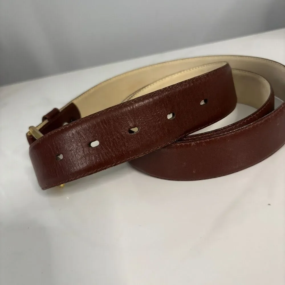 Unbranded Men Belt Saddle Cowhide Cashmere Cowhide Lined Dark Brown 46